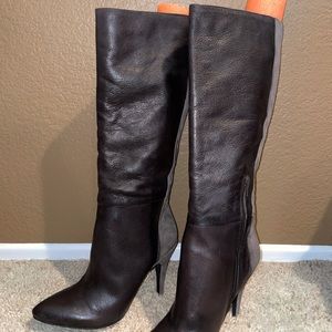 Jessica Simpson leather/Swede brown knee boot 9